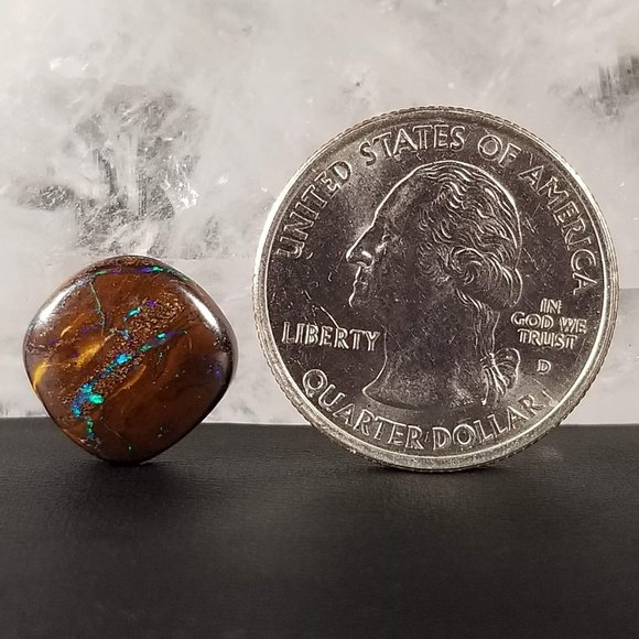 Australian Koroit Opal * sparkly boulder opal cab * 13.39 x 13.02 x 3.87mm - Picture 3 of 14